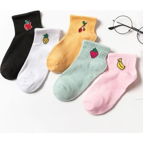 Fashion Socks Female Korean Fruit Ladies Socks Spring Socks Thin Style Womens And Student Socks Low Summer College Female U9M0