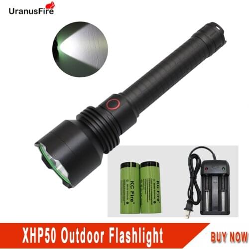 Uranusfire XHP50 powerful LED Flashlight Rechargeable portable camping outdoor light Torch 3000 lumens xhp-50 flash light