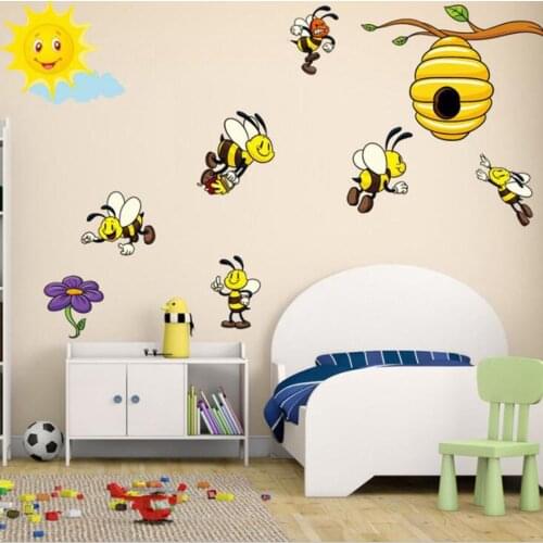 Little Bee Wall Sticker Cartoon Home Decor Wallpaper Mural Home Decoration Living Room Decor Princess Stickers Wall Design