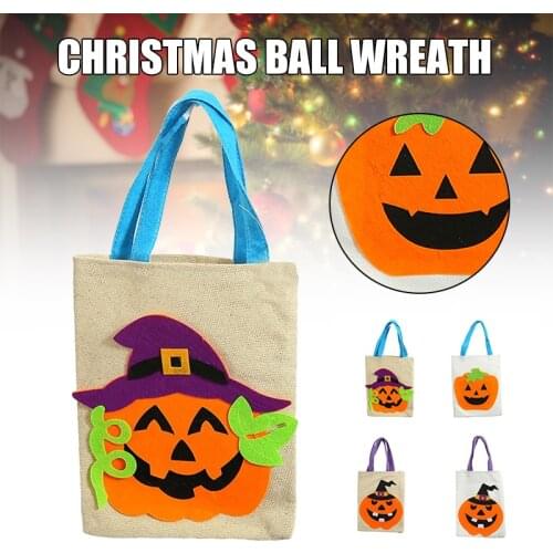 Newly Portable Tote Bag Multipurpose Halloween Candy Bag Large Capacity Burlap Pumpkin Gift Bag for Festival Party