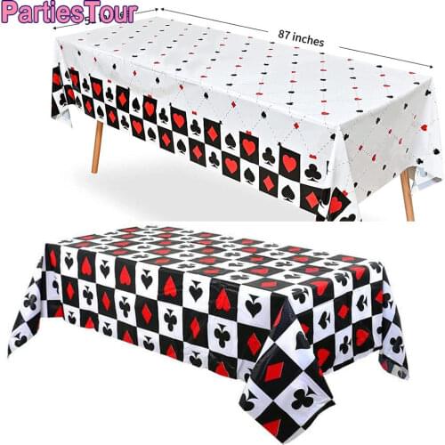1pc 108 x 54inch Plastic Casino Party Table Cover Poker Party Tablecloths for Las Vegas Theme Casino Birthday Party Decorations