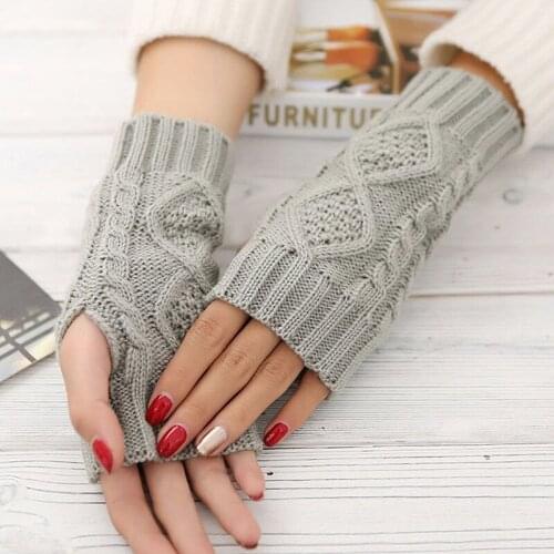 Sale Winter Spring Knitted Arm Women Gloves Unisex Fingerless Warmer Long Mittens