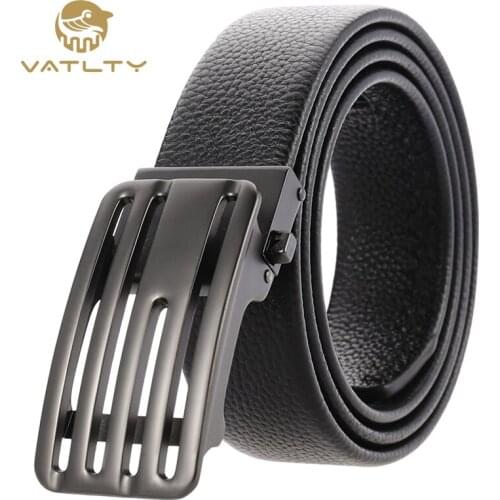 VATLTY Fashion mens business belt official authentic soft natural cowhide without breaking hard metal buckle suit belts for men