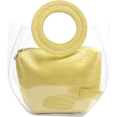 Women Luxury Handbags Top-Handle Bag Tote Bags Transparent Composite Bags for Women Summer Beach Bag Female Clear Candy Handbags