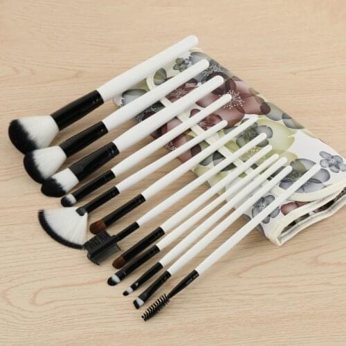 Flower Style 12pcs Premium Full Function Makeup Brushes With PU Cosmetic Bag Complete Portable Cosmetic Beauty Make Up Brush Set