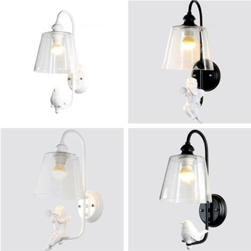 Modern Resin Lovely Angel Wall Lights for Home Living Room Decoration Bird Lamp Creative Music Wall Lamps Bedroom Light Fixtures