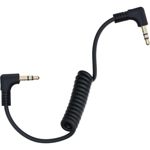 20cm 3.5mm Jack to Jack Coiled Audio AUX Cable Cord TRS to TRS Dual Right Angled For Car Microphone to Camera RODE SC7 BOYA