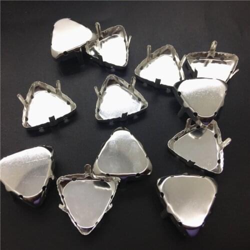 TopStone 12mm 18mm 23mm Triangl e Empty Metal Cup Claw Setting Silver Golden Color For Fitting Rhinestone