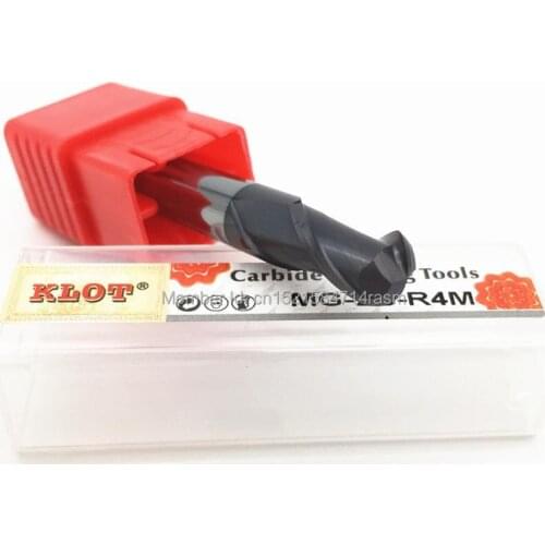 KLOT HRC55 TiCN Coated Solid Carbide Ball Nose End Mill R4.5 R5 R5.5 R6mm 2-Flute CNC