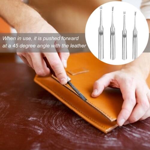 U+V Shaped Leather Groover Stainless Steel Stitching Edge Beveler Non-slip DIY Sewing Puncher Punching Tool Kit