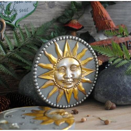 Garden Decoration Small Cement Pendant Ornaments American Retro Vintage Sun Moon Outdoor Decoration Home Accessorizes декор