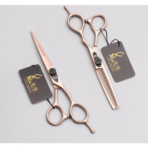 5.5" 16cm Japan 440C Mr Rabbit Rose Gold Hairdressing Scissors Thinning Shears Cutting Scissors Professional Hair Scissors T9015