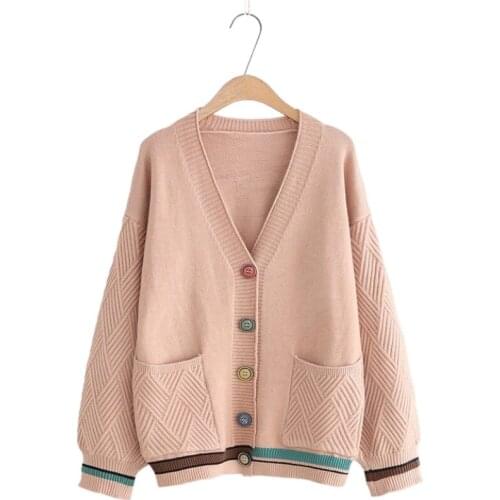 Women Knitted Cardigan V Neck Multicolor Button Front Casual Sweater Women Clothes 2020 Autumn Korean Style Female Sweaters