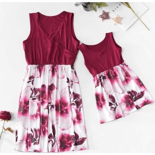 Mother Daughter Vest Dresses Mommy and Me Clothes Family Matching Outfits Print Mom Mum Mama and Daughter Summer Dress Clothing