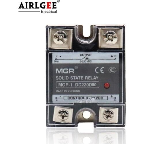 1Pcs MGR-1 DD220D80 80A SSR Solid State Relay DC To DC SSR-80DD Input 3-32VDC Control Output 5-220VDC