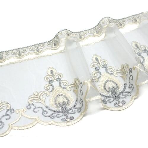 15Yards 21cm Wide Vintage Gauze Lace Ribbon Trim for Sofa Cover Curtain Trimmings Embroidery Edge Applique