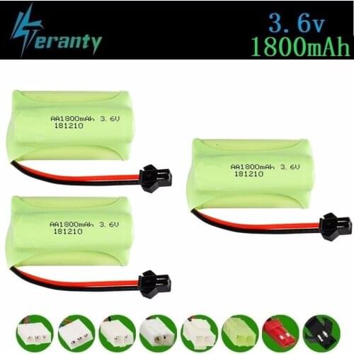 1800mah 3.6v Rechargeable Battery For Rc toys Cars Tanks Trains RC Robots Guns RC Boats AA 3.6v 700mah NiMH Battery Pack SM Plug