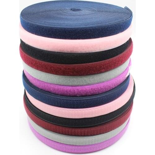 20mm 25yards Multicolor No Self Adhesive Hook and Loop 2 Rolls Fastener Tape Sewing Accessories for Home Garment No Glue