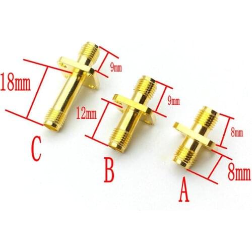 2pcs SMA Female to SMA Female Jack With 4 Holes Flange RF Coaxial Coax Adapter Double-pass SMA Female Four-hole Flange adapter