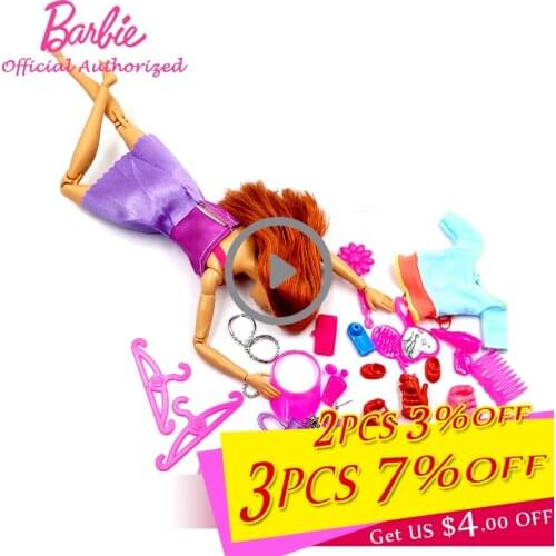 2pcs Clothes 40pcs Accessories Set barbie Doll Pretend Toy Hand Bag Different Accessory High Heels Funny Brinquedo For Kid Toy