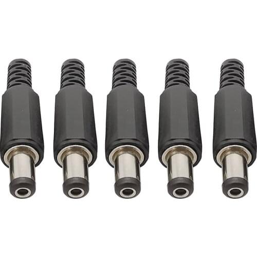 20Pcs DC Power Jack Plugs Male plug Adapter Connectors 2.1mm x 5.5mm For DIY Projects Disassembly Male Plug 5.5*2.1mm