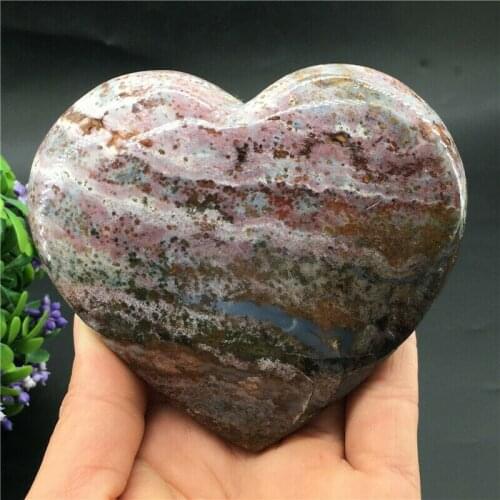 380g natural Marine jasper crystal heart quartz crystal mineral specimen reiki