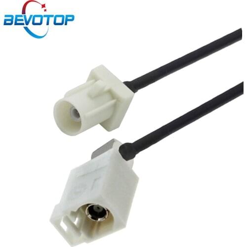 White Fakra B Male Plug to Fakra B Female Right Angle Jack RF Coaxial Cable Radio Antenna Adapter Pigtail RG174 Extension Cord