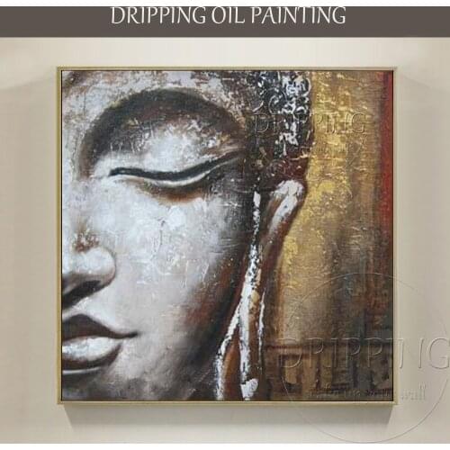 Free Shipping High Quality Modern Abstract Portrait Buddha Oil Painting on Canvas Abstract Buddha Head Figure Oil Painting