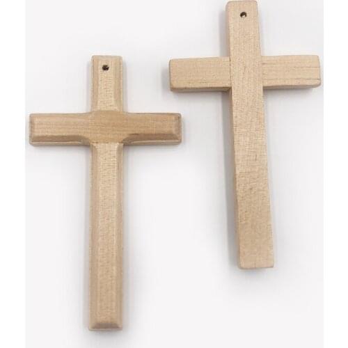 5pc natural wood Cross Natural Beads Seed Loose Spacer Cross Beads for Bracelet Design Dyed 90x50x8mm Hole: 2mm