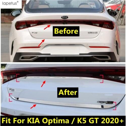 For KIA Optima / K5 GT 2020 2021 Rear Tail Trunk Door Upper Bottom Decor Stripes Cover Trim Exterior Stainless Steel Accessories