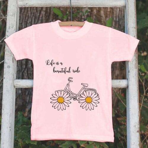 New Boys Plant Flowers Bicycle Romance Design Kids Tee Shirt Children Girls Summer Short Sleeve Tops Tee T-shirts Purple 24M-9T