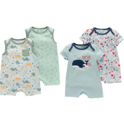 Stripe baby rompers boy girls cotton overalls short sleeves newborn Clothes animal Roupas de bebe Jumpsuits