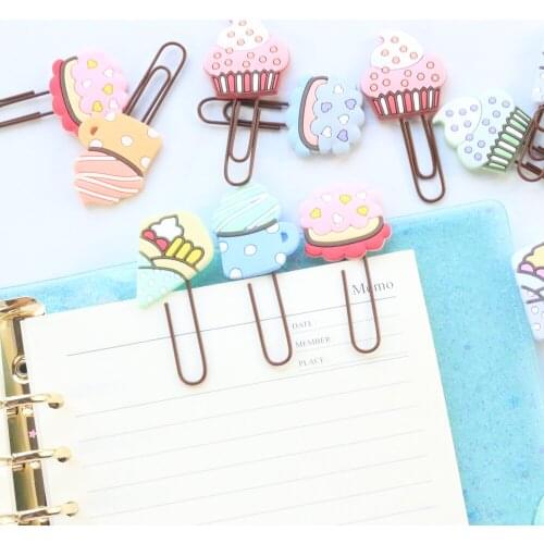 Domikee cute creative cartoon ice cream shape school student paper clips set kawaii kids bookmarks stationery supplies 4pcs