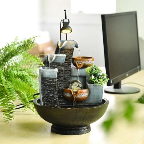 Water fountain Feng Shui wheel Zhaocai Zhuan dribble living room decoration gift indoor humidifier fish tank tabletop ornament