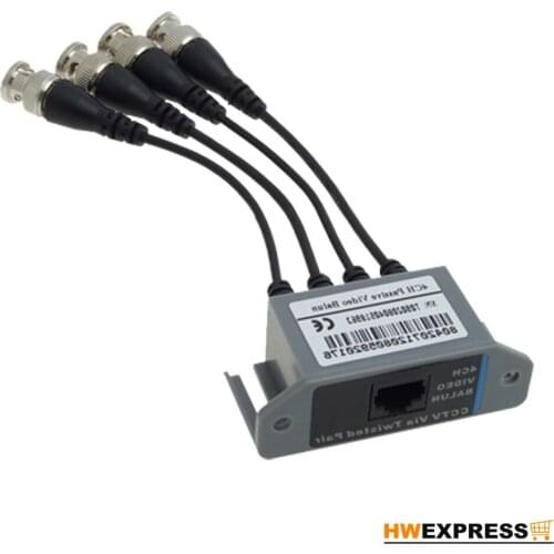 HWEXPRESS Hot New CCTV 4 Channel Passive UTP Transmitter Video Balun BNC Male to UTP RJ45 CAT5