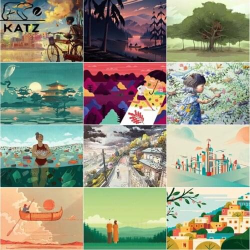 Oil Painting Creative Aesthetics Diamond Painting Pastoral Life Embroidery Crossing Diy Painted Mosaic Cross Stitch Home Decor