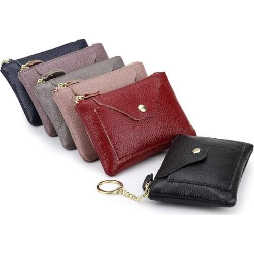 New Genuine Leather Coin Purse Women Small Wallet Change Purses Money bag Zipper Card Holder Dollar Wallets