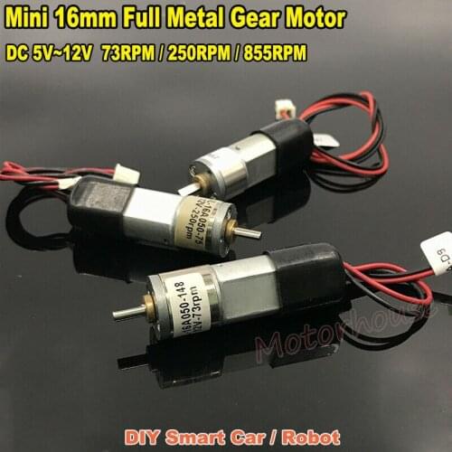 Micro 16mm Full Metal Gear Motor DC 5V 9V 12V Slow Speed High Torque Electric Motor DIY Robot Smart Car