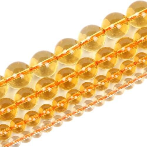 4-10mm Natural Stone Beads Round Smooth Loose Citrines Stone Beads For Jewelry Making DIY Charm Bracelet Necklace Handmade