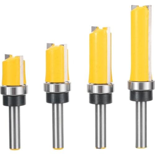 4 Size/Set 8mm Shank Flush Trim Router Bits Set 3/4'' End Mill Milling Cutter Carbide Tipped Router Bit Woodworking Tool