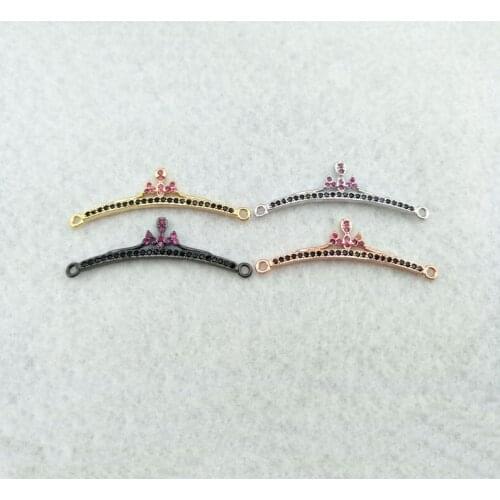 10 Pieces CZ zircon Micro Pave imperial crown Connector,Double Bails Beads Charm,for DIY Bracelets Jewelry Finding CT346
