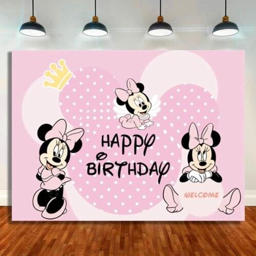 Customizable Minnie Mouse Baby Shower Photography Backdrop Kids Birthday Photo Background For Party Decoration Girls Backdrops