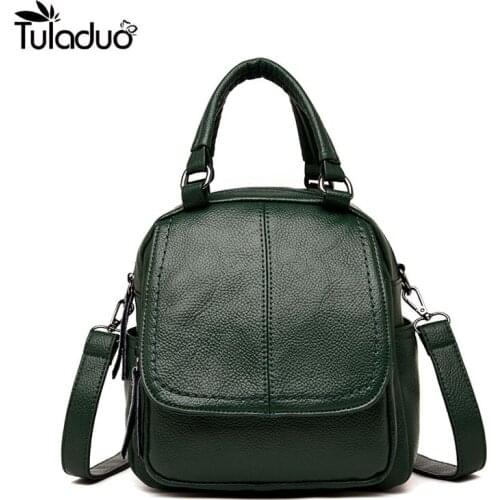 2020 New Women Leather Backpack Teenage Girl Teens School Bag Fashion Bagpack Feminine Small Backbag