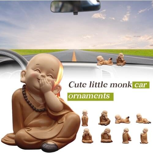 New Coming Lovely Buddhist Small Monk Statue Figurine Car Interior Decoration Resin Monk Sculpture Handmade Car Home Decorations