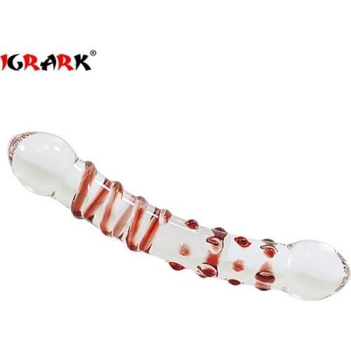 20cm New Colorful Pyrex Glass Dildo Double Ended Headed Crystal Fake Penis Anal Butt Plug G Spot Stimulators Sex Toys For Woman