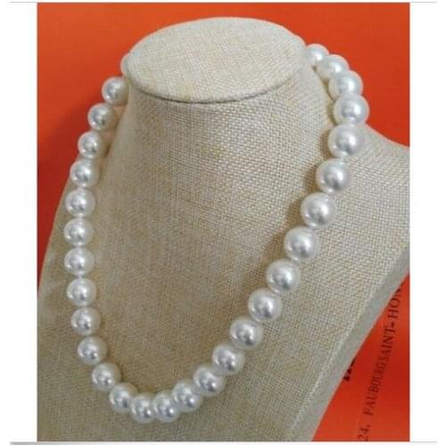 Charming AAA 11-13mm sea round white pearl necklace 18inch earring