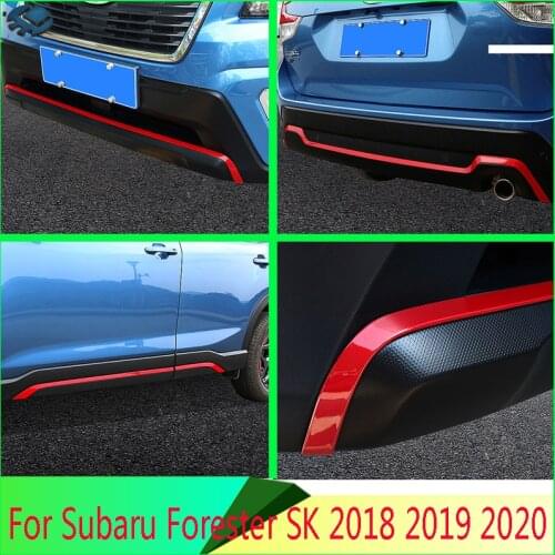 For Subaru Forester 2018 2019 2020 Red Side Door Line Garnish Body Trim front + rear bumper exterior accessories
