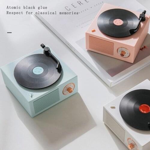 Portable Music Box Type Built-in Bluetooth-compatible Stereo Wireless Vintage Microphone Speaker HIFI Aux Support Record Player