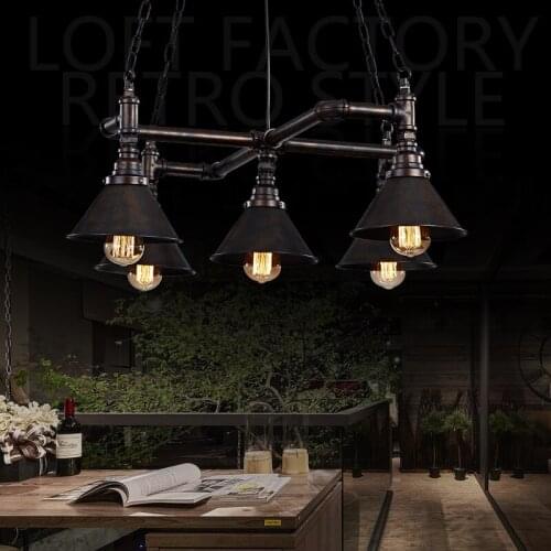 Industrial water pipe Pendant Lights living room creative hotel personality American village iron retro retro lamps LO72912