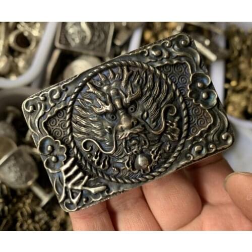 Collection, Silver Pure Copper Belt Buckle Lion Head Personal Belt Fastener Free Shipping